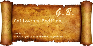Gallovits Beáta névjegykártya